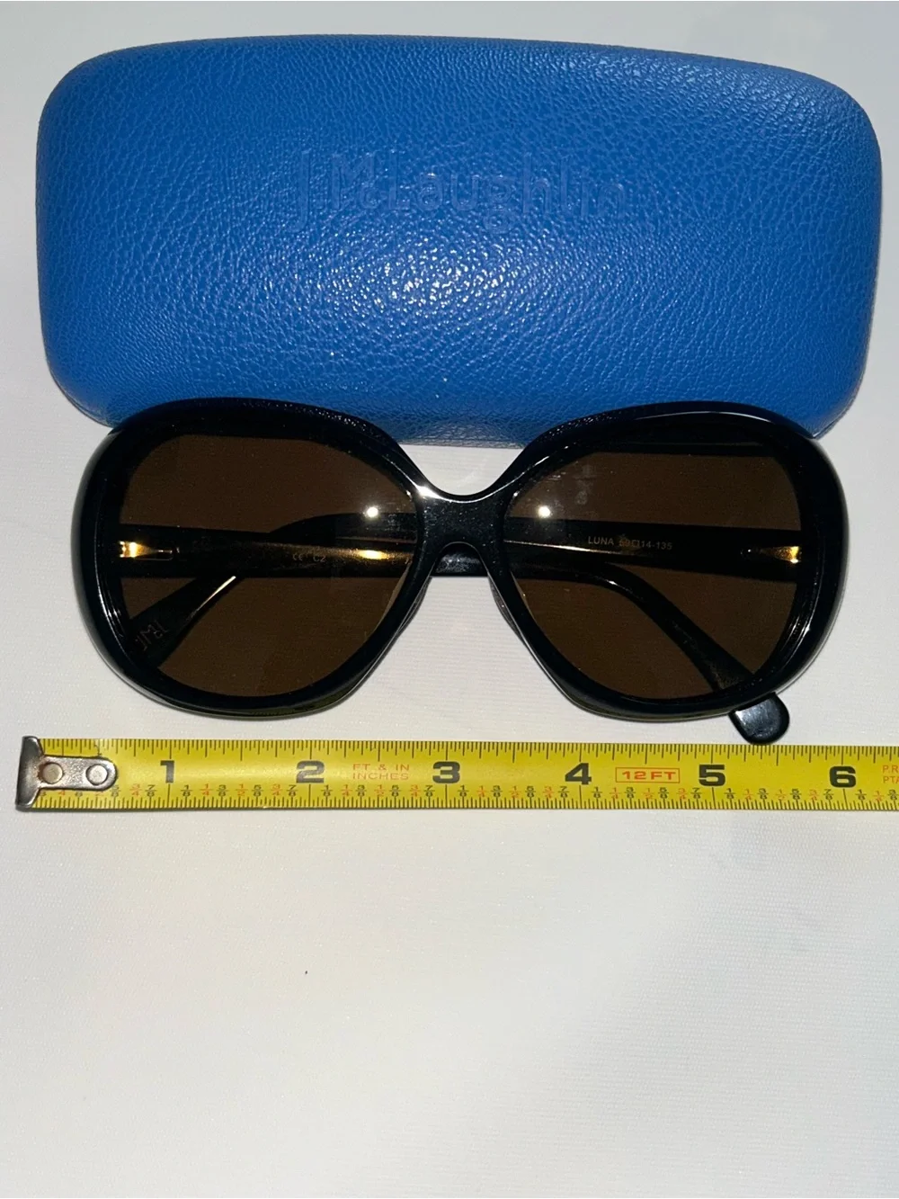 Black Oversized Sunglasses with Blue Case. J Mcglaughlin